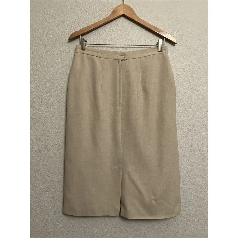 VTG Napa Studio Midi Pencil Skirt Modern Quiet Luxury Classic Career Lined Beige